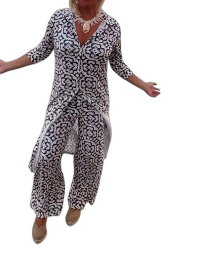 Effortless Geometric Maxi Dress for Women with V Neck Short Sleeve Button Front Flowing Casual Style