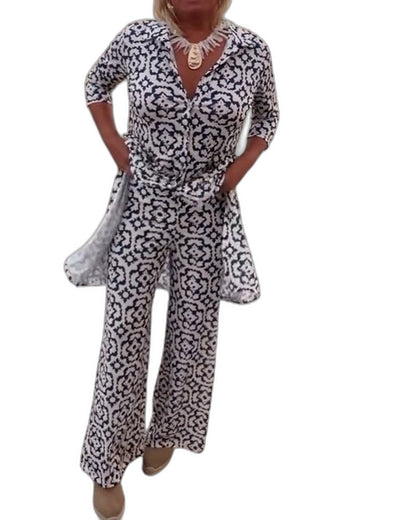 Effortless Geometric Maxi Dress for Women with V Neck Short Sleeve Button Front Flowing Casual Style