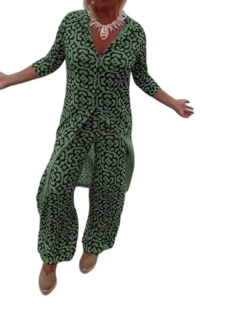 Effortless Geometric Maxi Dress for Women with V Neck Short Sleeve Button Front Flowing Casual Style