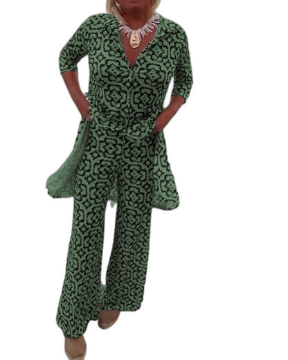 Effortless Geometric Maxi Dress for Women with V Neck Short Sleeve Button Front Flowing Casual Style