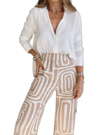 Effortless Geometric Pants for Women with Belted High Waisted Wide Leg Casual Style