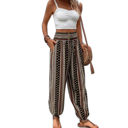Effortless Geometric Pants for Women with High Waisted Wide Leg Casual Style