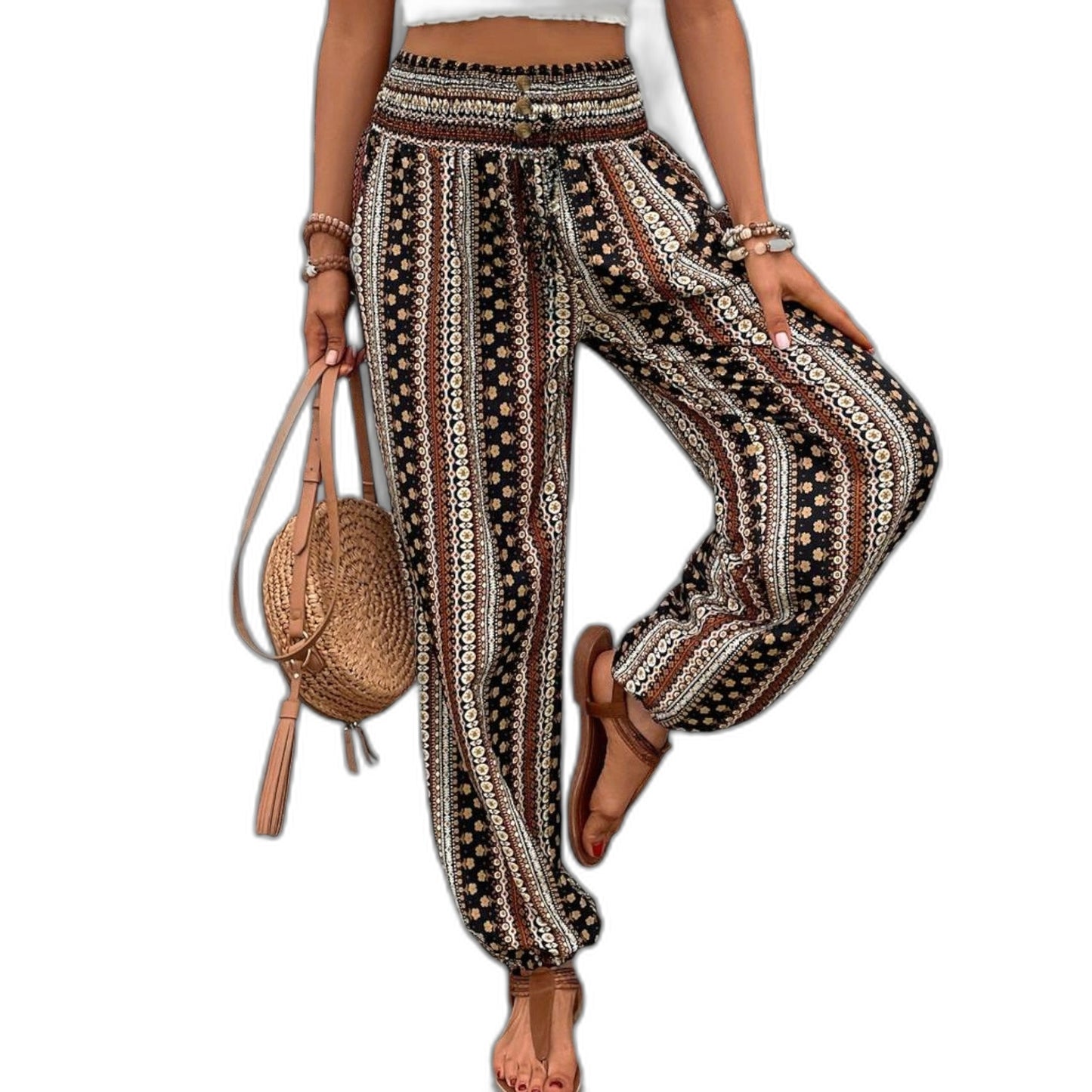 Effortless Geometric Pants for Women with High Waisted Wide Leg Casual Style