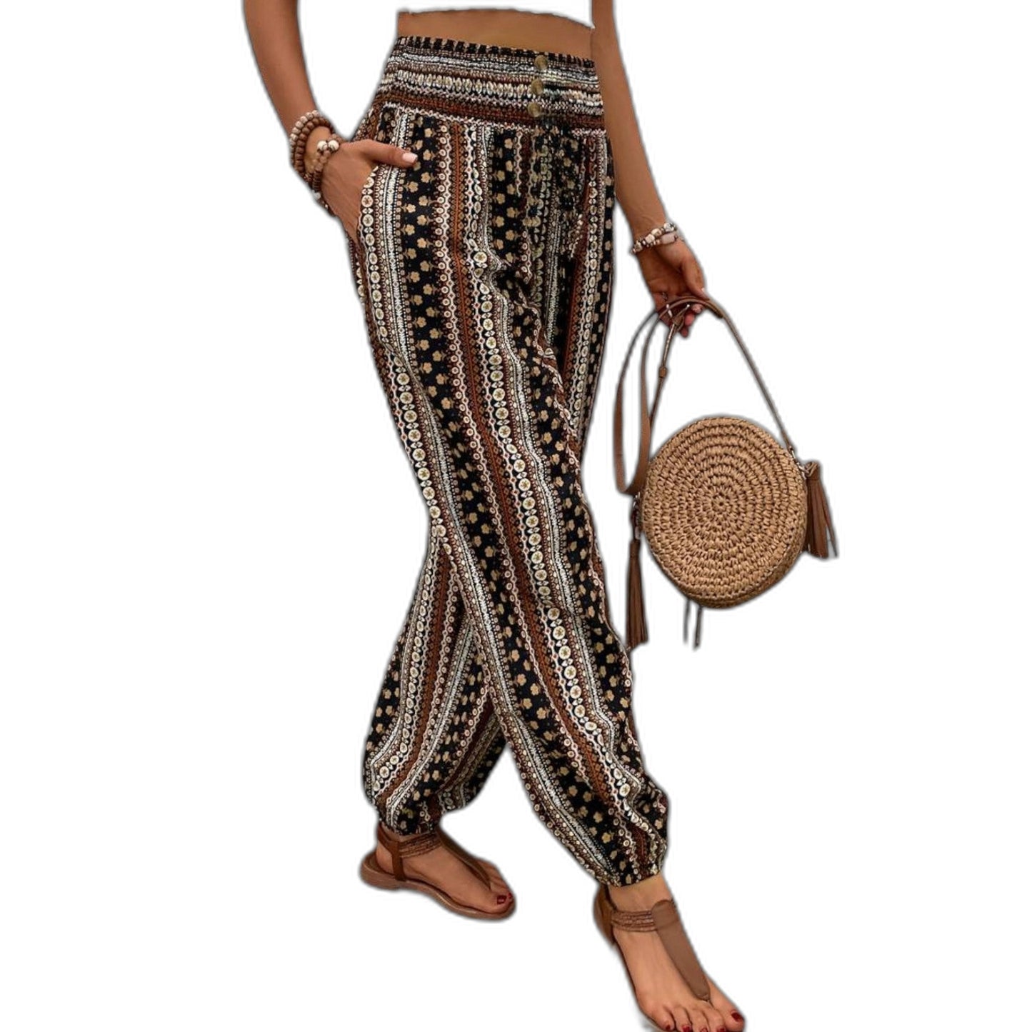 Effortless Geometric Pants for Women with High Waisted Wide Leg Casual Style