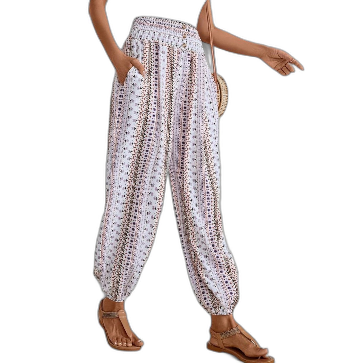 Effortless Geometric Pants for Women with High Waisted Wide Leg Casual Style
