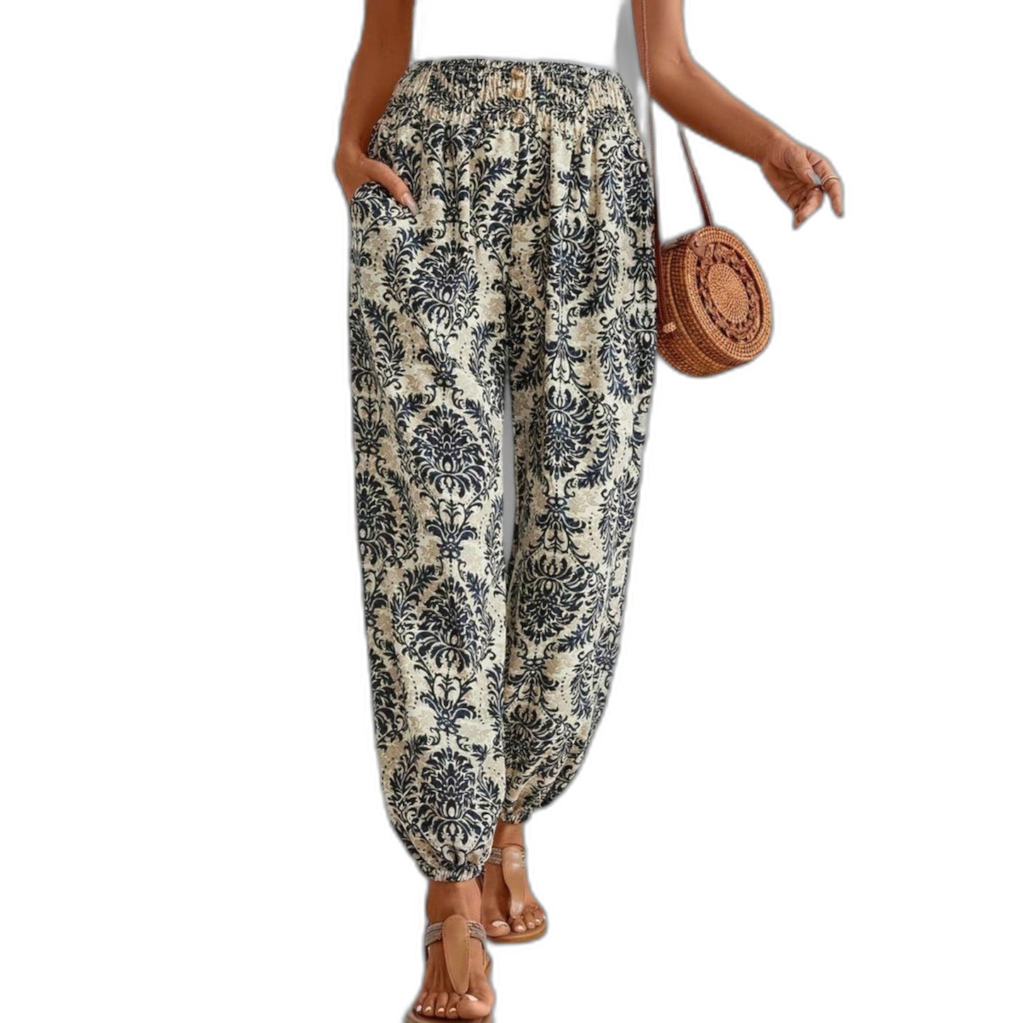 Effortless Geometric Pants for Women with High Waisted Wide Leg Casual Style
