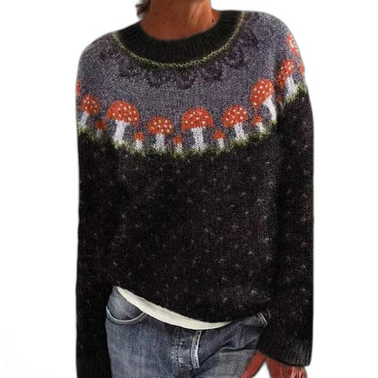 Effortless Geometric Sweater for Women with Knit Crew Neck Long Sleeve Casual Style
