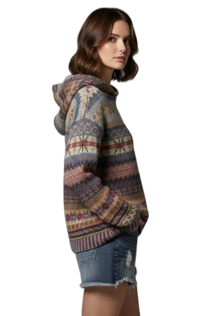 Effortless Geometric Sweater for Women with Long Sleeve Oversized Casual Style