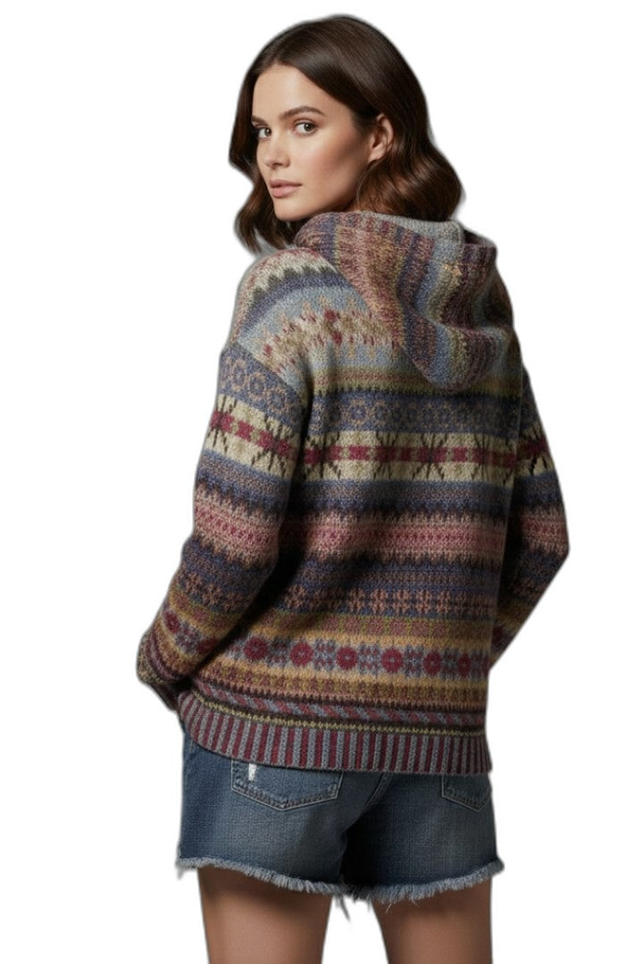 Effortless Geometric Sweater for Women with Long Sleeve Oversized Casual Style