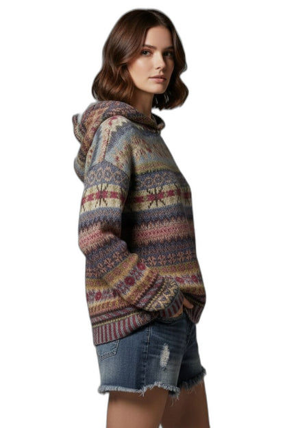 Effortless Geometric Sweater for Women with Long Sleeve Oversized Casual Style