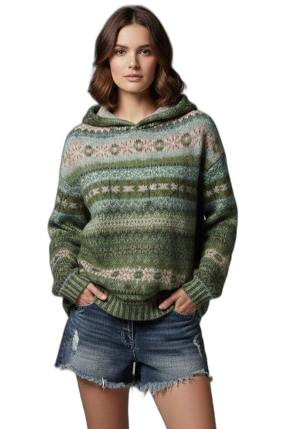 Effortless Geometric Sweater for Women with Long Sleeve Oversized Casual Style