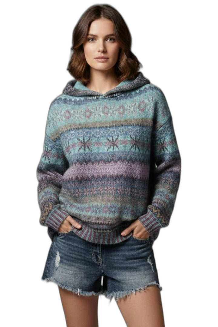 Effortless Geometric Sweater for Women with Long Sleeve Oversized Casual Style