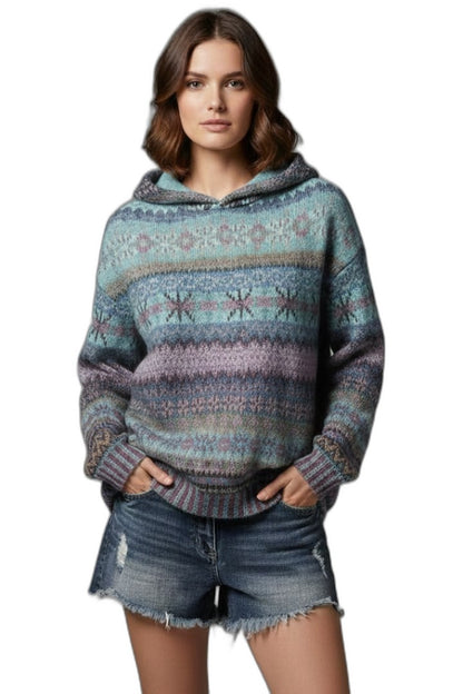 Effortless Geometric Sweater for Women with Long Sleeve Oversized Casual Style
