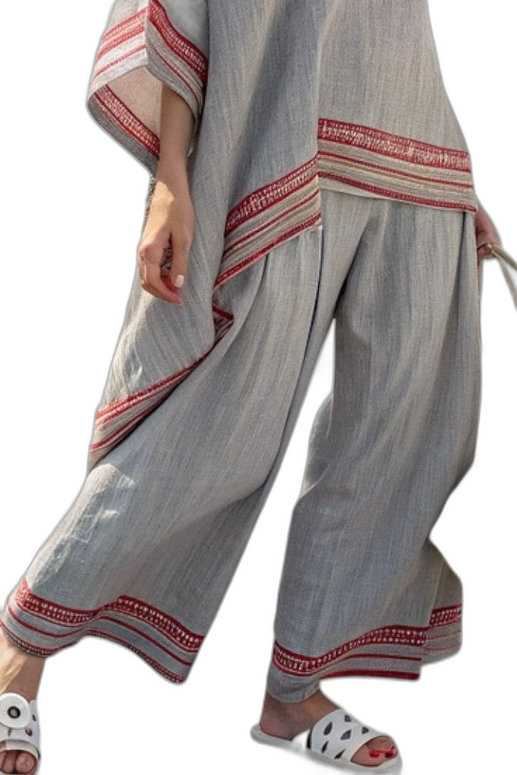 Effortless Geometric Two Piece Set for Women with Asymmetric Wide Leg Oversized Casual Style