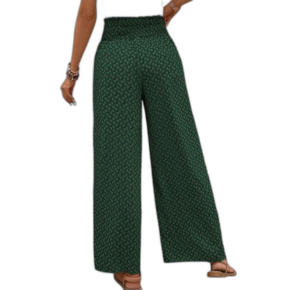Effortless Geometric Wide Leg Pants for Women with Belted High Waisted Palazzo Casual Style