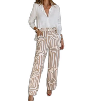 Effortless Geometric Wide Leg Pants for Women with High Waisted Casual Style