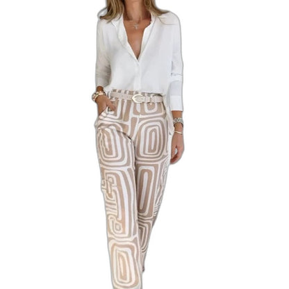 Effortless Geometric Wide Leg Pants for Women with High Waisted Casual Style