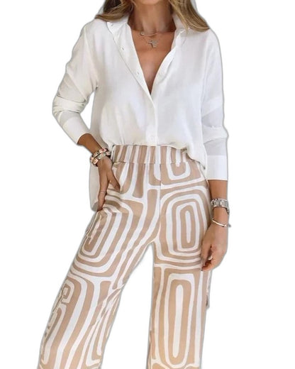 Effortless Geometric Wide Leg Pants for Women with High Waisted Casual Style