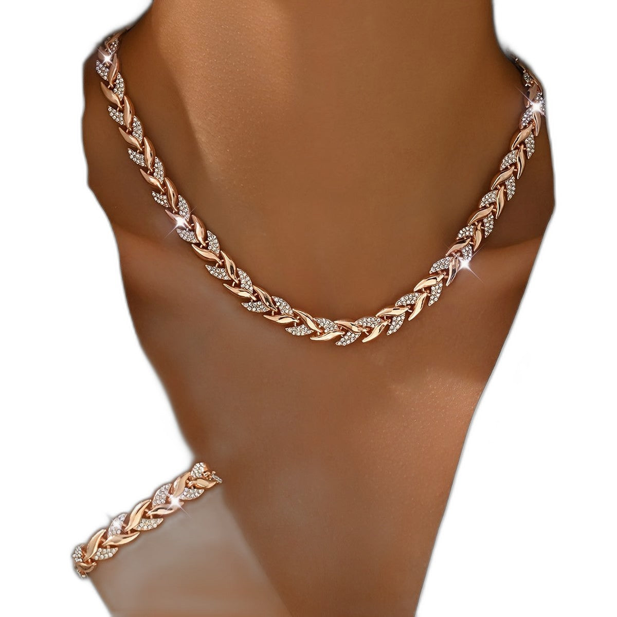 Effortless Gold Necklace for Women with Rhinestone Casual Style