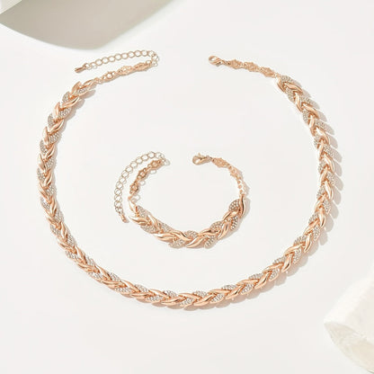 Effortless Gold Necklace for Women with Rhinestone Casual Style