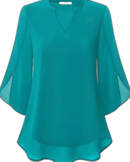 Effortless Green Chiffon Blouse for Women with V Neck Short Sleeve Flowing Casual Style