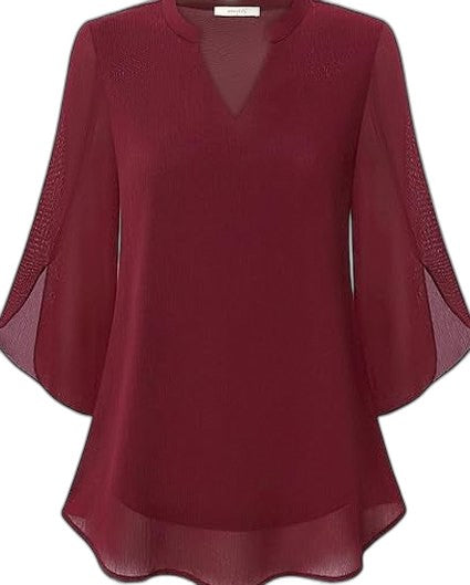 Effortless Green Chiffon Blouse for Women with V Neck Short Sleeve Flowing Casual Style