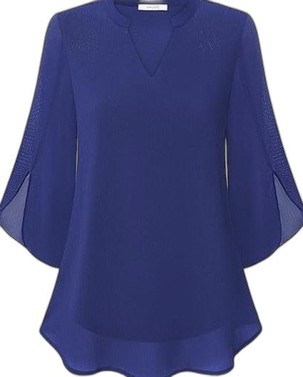 Effortless Green Chiffon Blouse for Women with V Neck Short Sleeve Flowing Casual Style