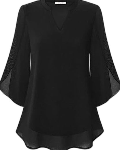 Effortless Green Chiffon Blouse for Women with V Neck Short Sleeve Flowing Casual Style