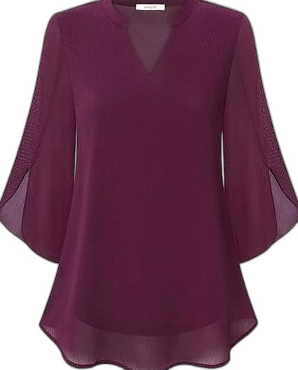 Effortless Green Chiffon Blouse for Women with V Neck Short Sleeve Flowing Casual Style