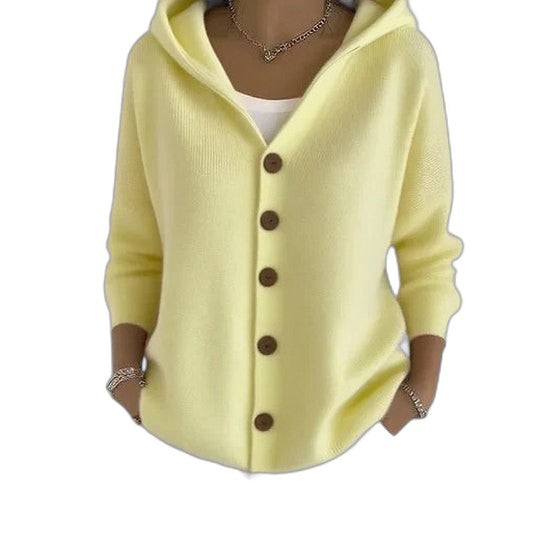 Effortless Green Knit Cardigan Sweater for Women with V Neck Long Sleeve Button Front Casual Style