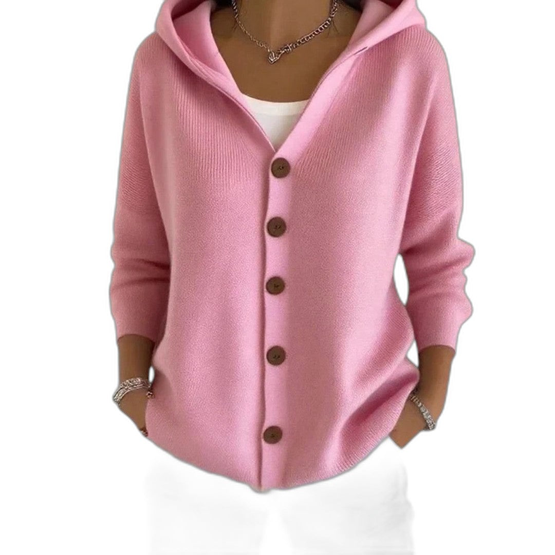 Effortless Green Knit Cardigan Sweater for Women with V Neck Long Sleeve Button Front Casual Style