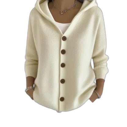 Effortless Green Knit Cardigan Sweater for Women with V Neck Long Sleeve Button Front Casual Style