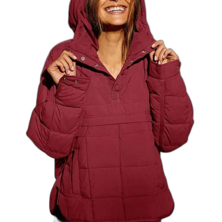 Effortless Green Puffer Jacket for Women with Collared Long Sleeve Pockets Quilted Casual Style