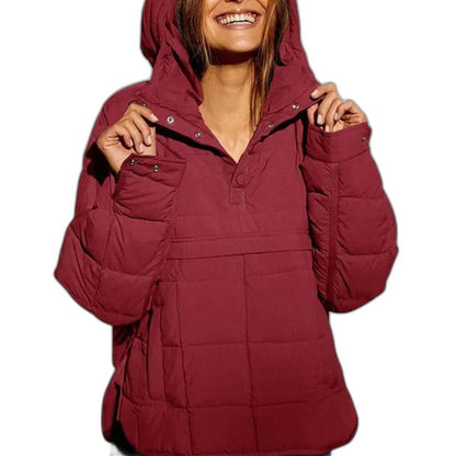 Effortless Green Puffer Jacket for Women with Collared Long Sleeve Pockets Quilted Casual Style