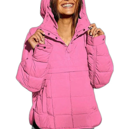Effortless Green Puffer Jacket for Women with Collared Long Sleeve Pockets Quilted Casual Style