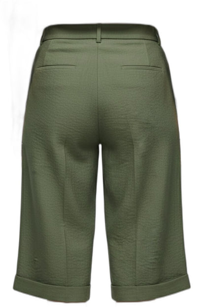 Effortless Green Shorts for Women with Belted High Waisted Pockets Casual Style