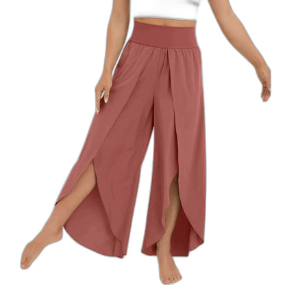 Effortless Green Wide Leg Pants for Women with High Waisted Casual Style