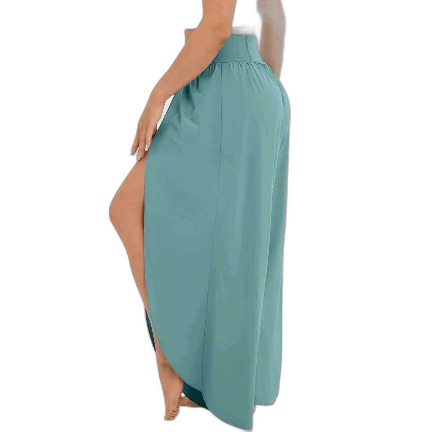 Effortless Green Wide Leg Pants for Women with High Waisted Casual Style
