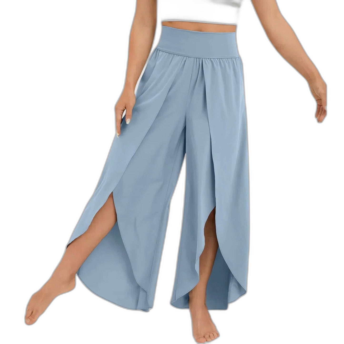 Effortless Green Wide Leg Pants for Women with High Waisted Casual Style