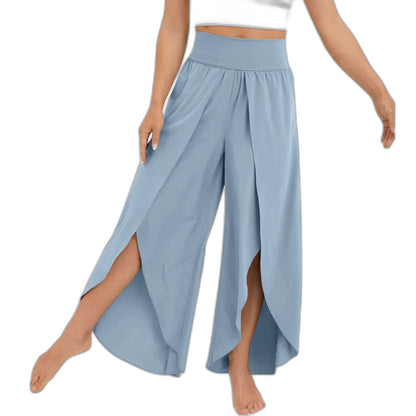 Effortless Green Wide Leg Pants for Women with High Waisted Casual Style