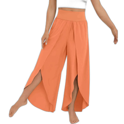 Effortless Green Wide Leg Pants for Women with High Waisted Casual Style