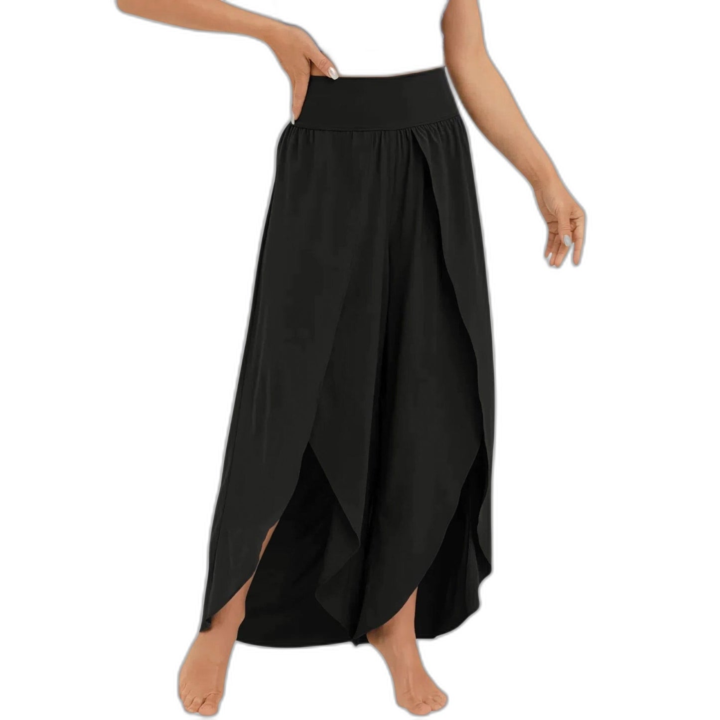 Effortless Green Wide Leg Pants for Women with High Waisted Casual Style