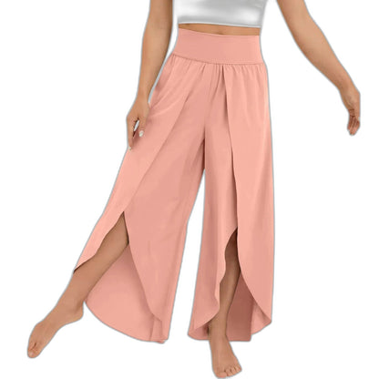 Effortless Green Wide Leg Pants for Women with High Waisted Casual Style