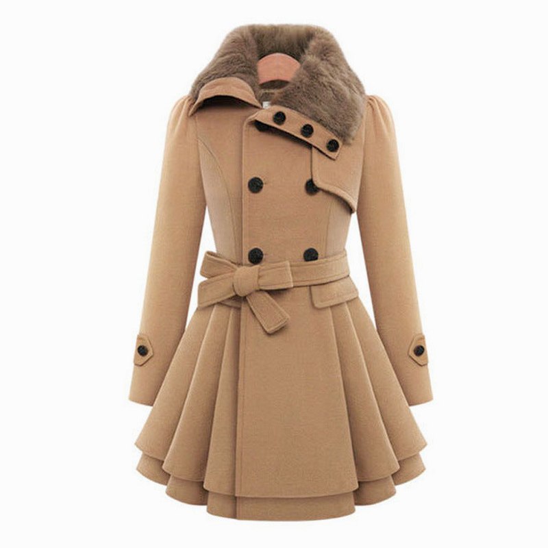 Effortless Grey Coat for Women with Collared Long Sleeve Button Front Belted Fit And Flare Casual Style