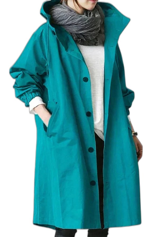 Effortless Grey Coat for Women with Collared Long Sleeve Button Front Oversized Pockets Casual Style