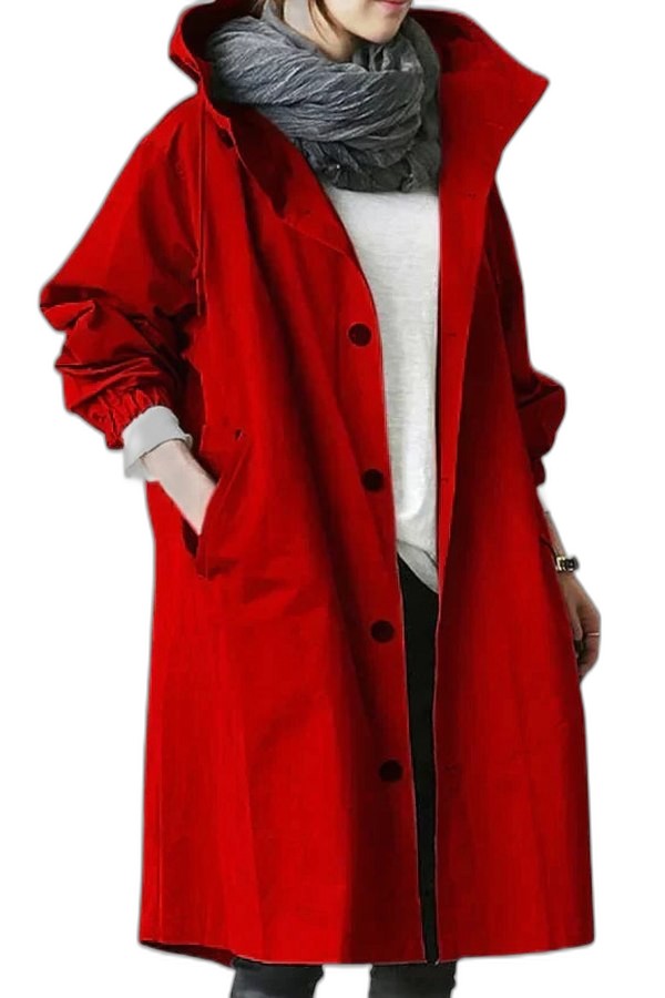 Effortless Grey Coat for Women with Collared Long Sleeve Button Front Oversized Pockets Casual Style