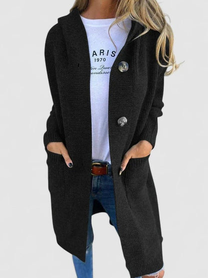 Effortless Grey Knit Cardigan for Women with Collared Long Sleeve Button Front Oversized Pockets Casual Style