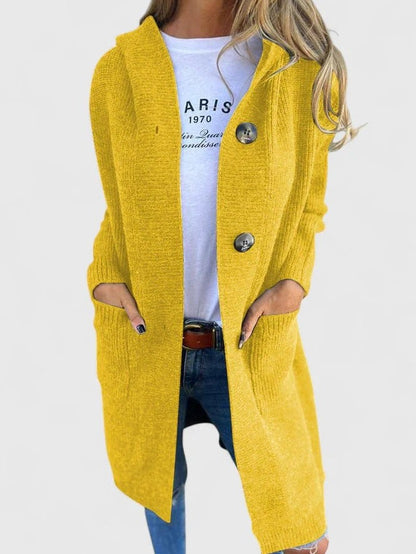 Effortless Grey Knit Cardigan for Women with Collared Long Sleeve Button Front Oversized Pockets Casual Style