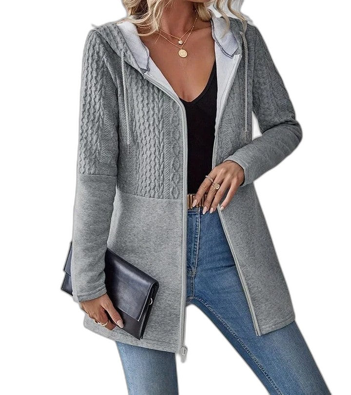 Effortless Grey Knit Cardigan for Women with Long Sleeve Pockets Casual Style