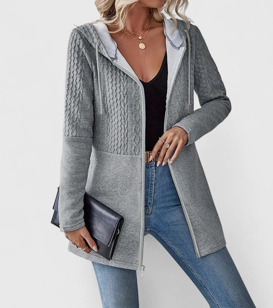 Effortless Grey Knit Cardigan for Women with Long Sleeve Pockets Casual Style